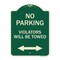 Signmission Parking Violators Will Towed W/ Bidirectional Arrow Heavy-Gauge Alum Sign, 24" x 18", G-1824-23349 A-DES-G-1824-23349 - alternate 1
